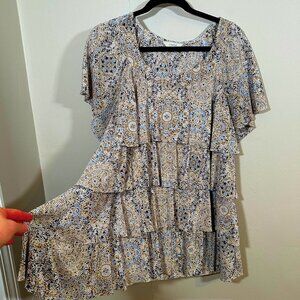 Women’s 3X Plus Size CJ Banks Ruffled Blouse Shirt Top Boho Romantic Country